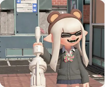A Splatoon 3 character standing at a street corner