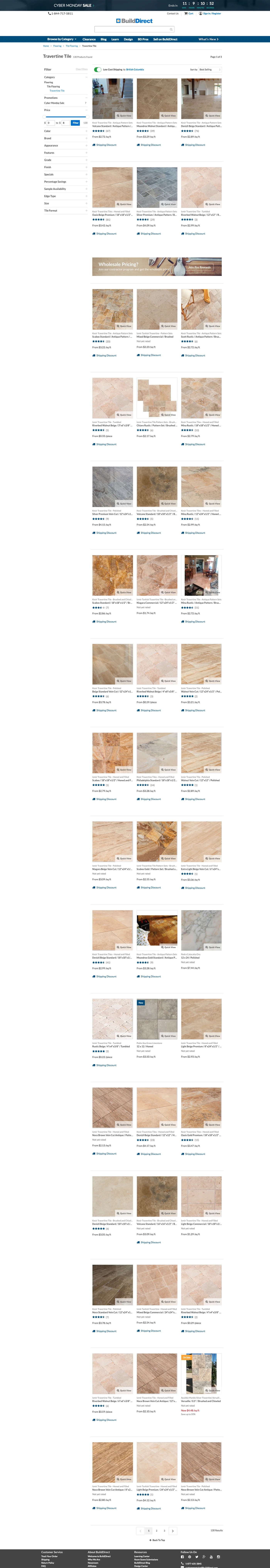 The old product listing page, with filters and a long product grid