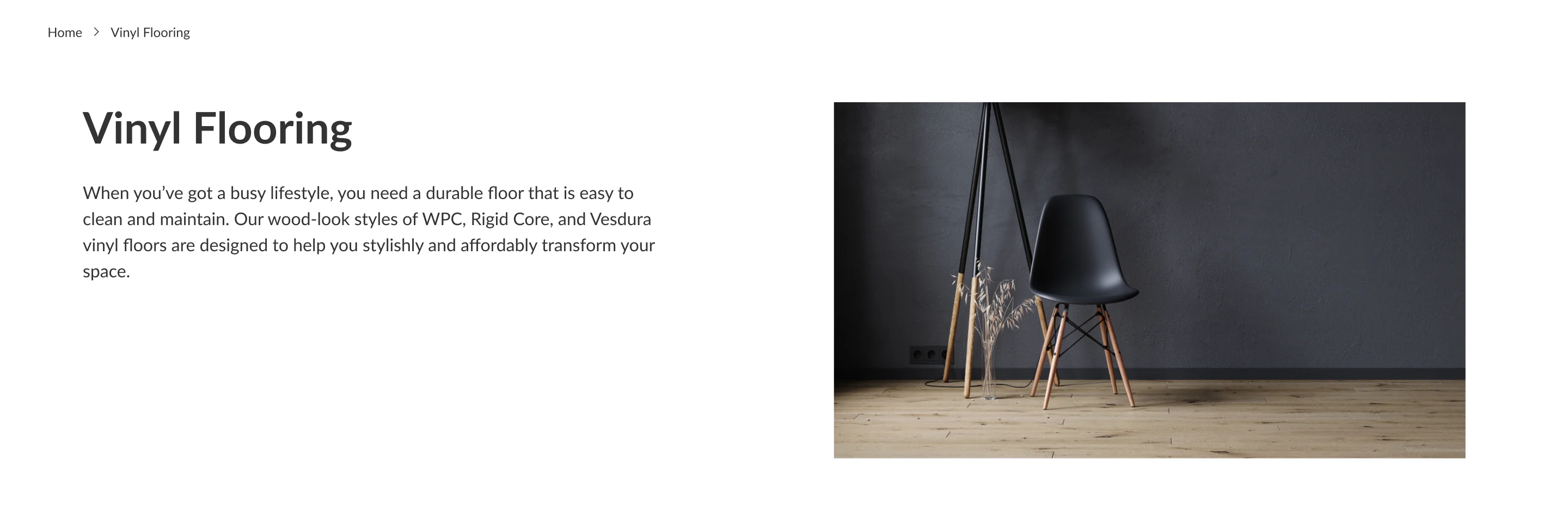 The new banner: the same heading and copy in black on white, in a column beside the photograph.
