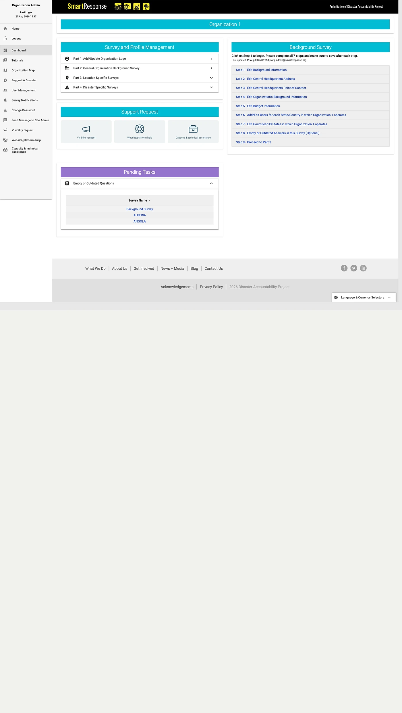The original dashboard, which ended after a single screen