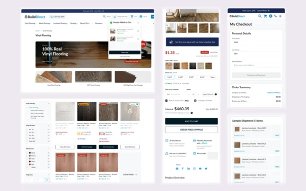 BuildDirect free sample ordering flow and checkout
